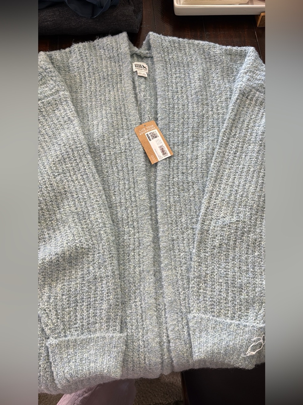 NWT Eddie Bauer Light Blue Open-Front Women's Cuddle Up Cardigan Sweater